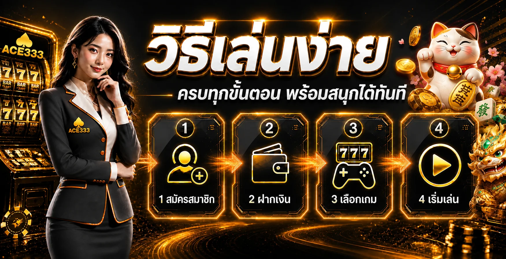 ขั้นตอนสมัคร ฝาก เลือกเกม และเริ่มทดลอง ACE333